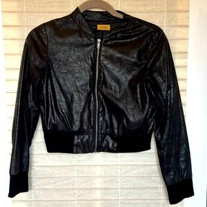 Piko 1988 black jacket, pockets, zip-up, cropped, with polyester lining. XS.